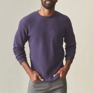 NWOT American Giant Men's Waffle Long Sleeve Crew Shirt Purple Velvet M USA Made